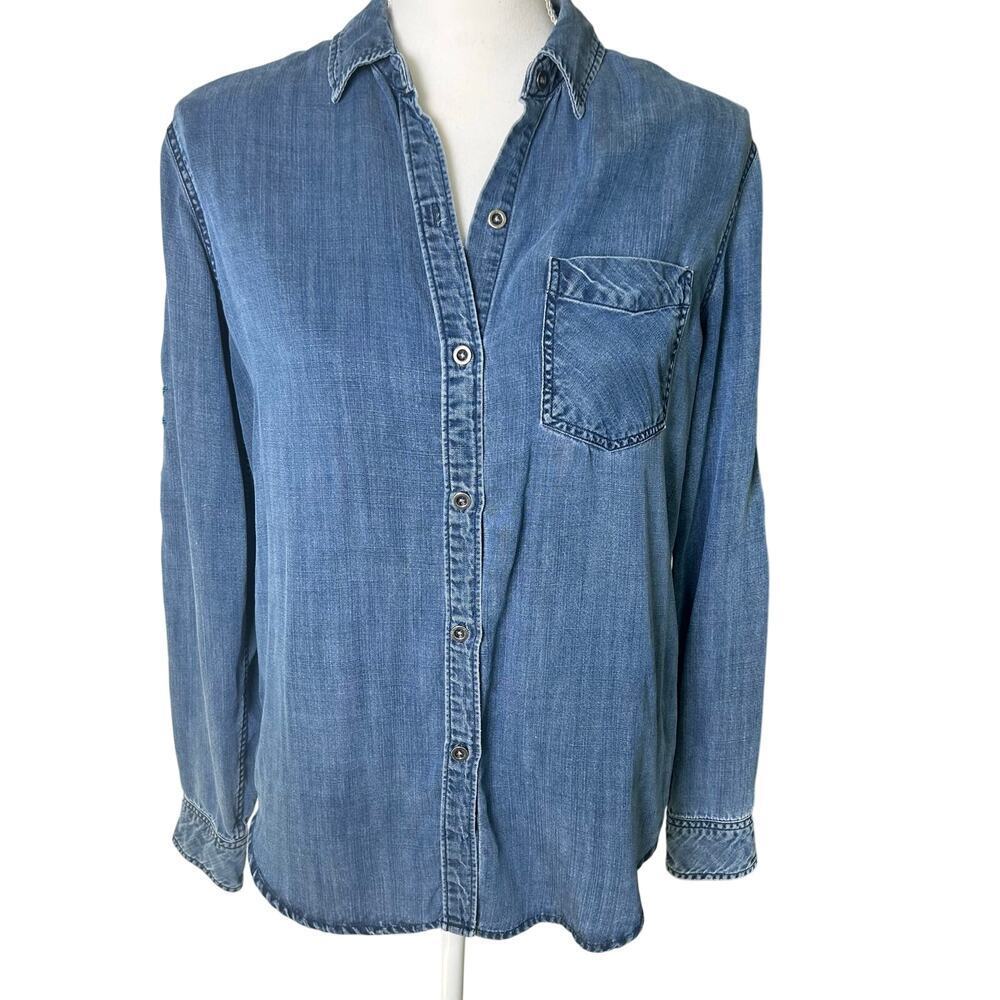 Rails Ingrid Jalisco floral embroidery long sleeve 100% lyocell blue blouse S